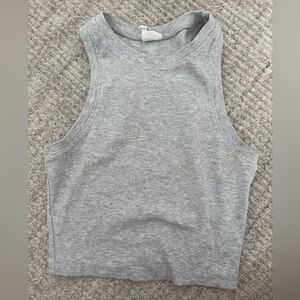Gray Ribbed Tank Top